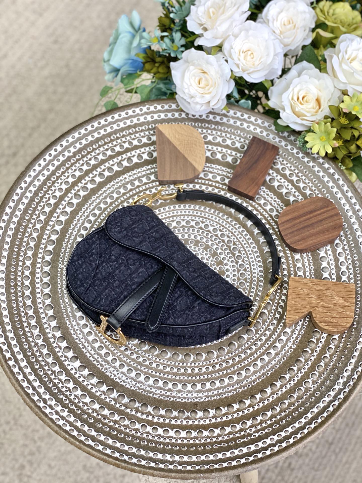 Dior Saddle 馬鞍包-帆布-小號黑色-19.5cm
