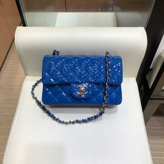 小香家-CF包 漆皮 銀鍊 20cm