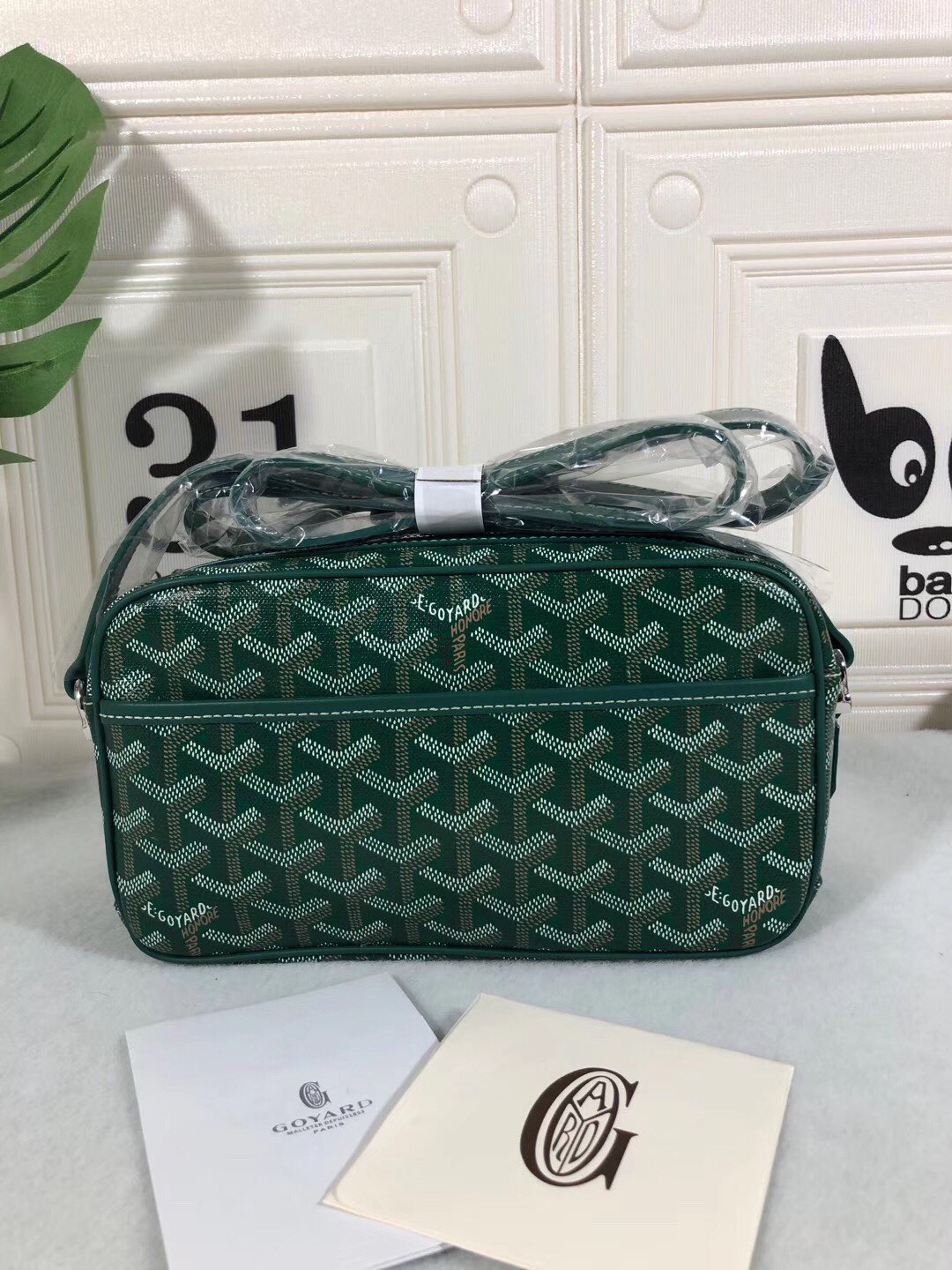 戈G家-相機包 麻布料配牛皮 綠色