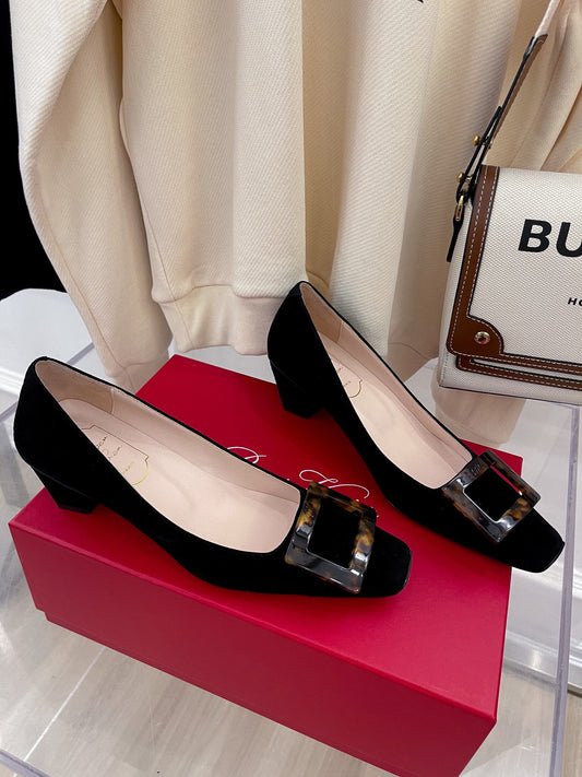 RV 4.5cm方跟-黑扣黑色