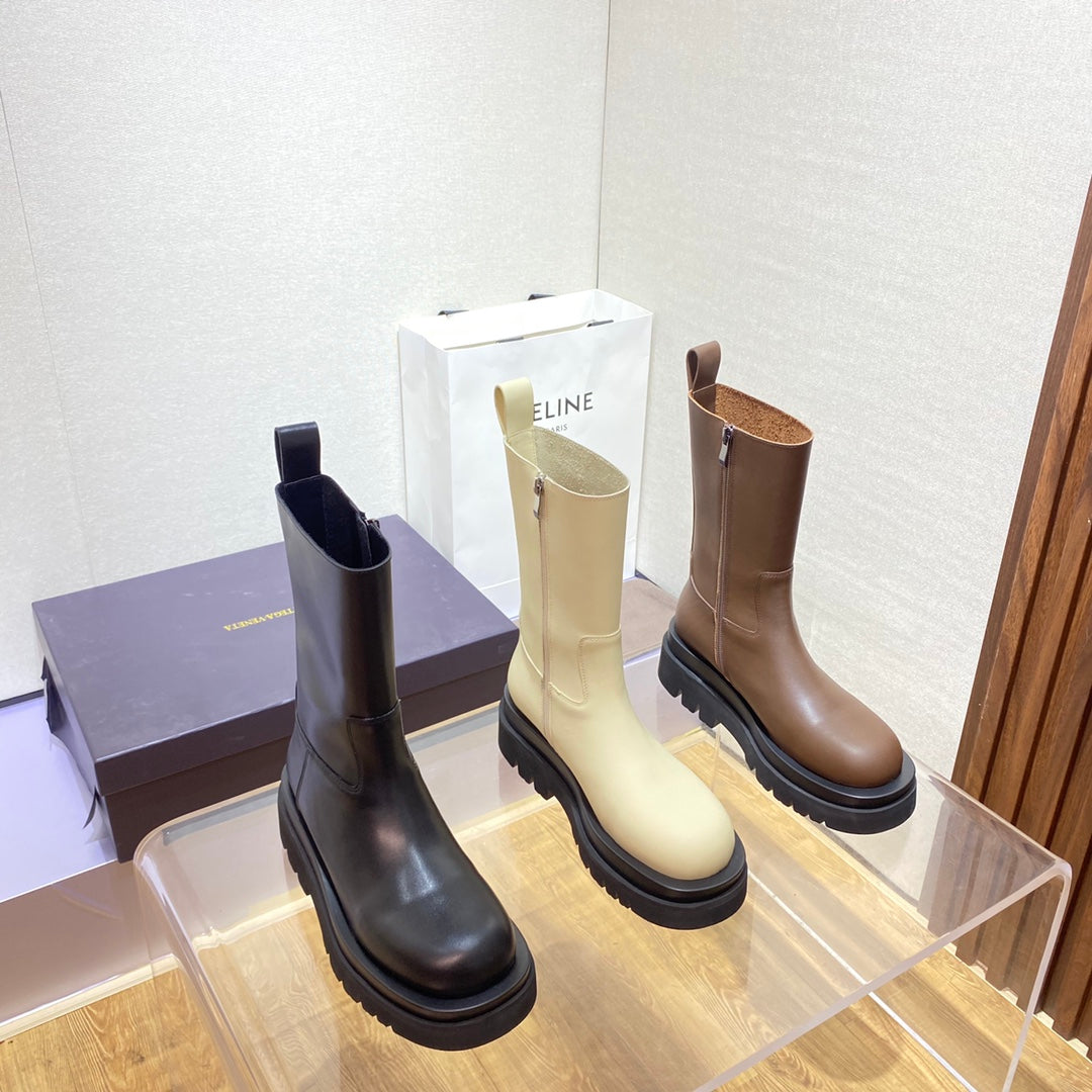 B編織-2022秋冬新款 短靴 網紅同款 米白色