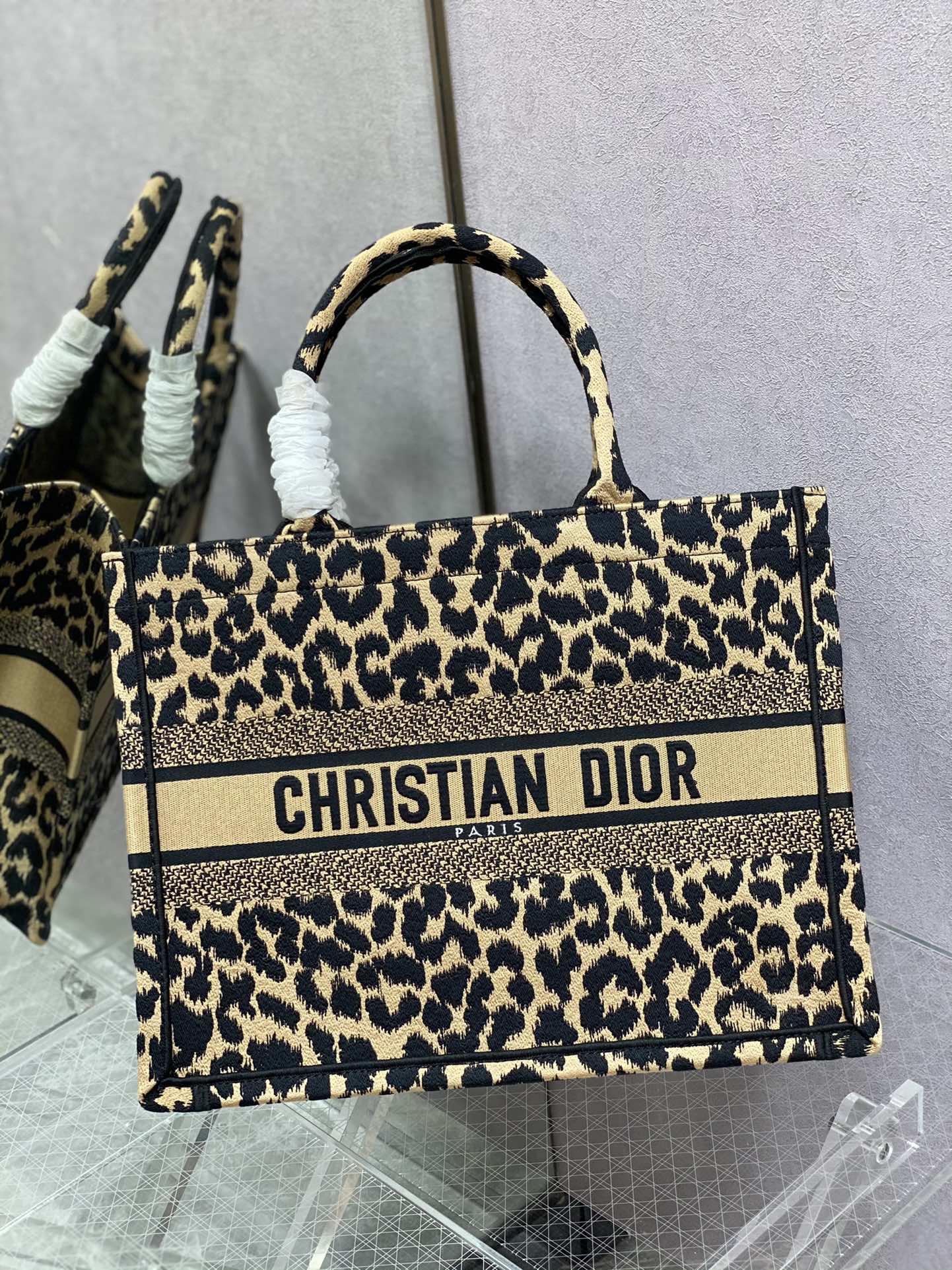 Dior Book Tote-小號36.5cm-豹紋刺繡