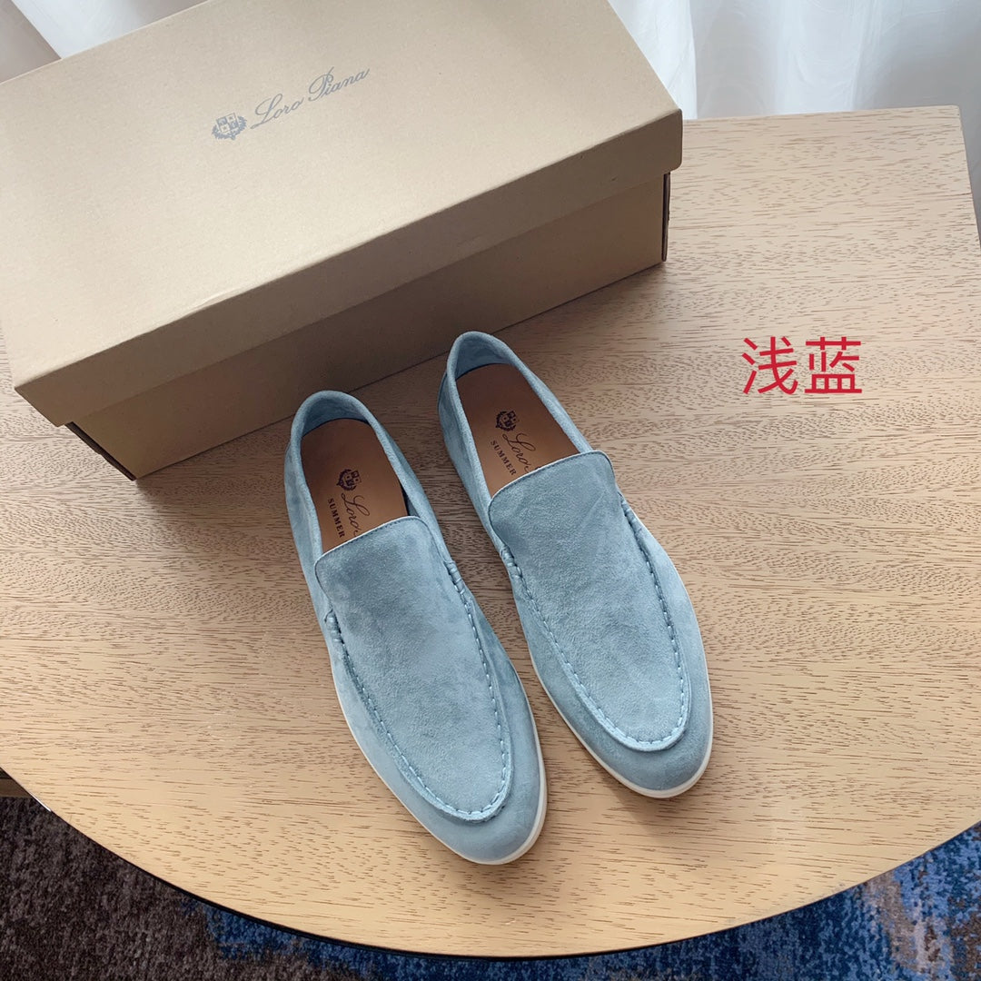 Loro p1ana-羊絨復古平底鞋 淺藍色