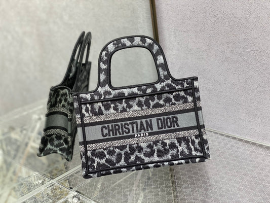 Dior Book Tote-Mini 23cm-黑色豹紋