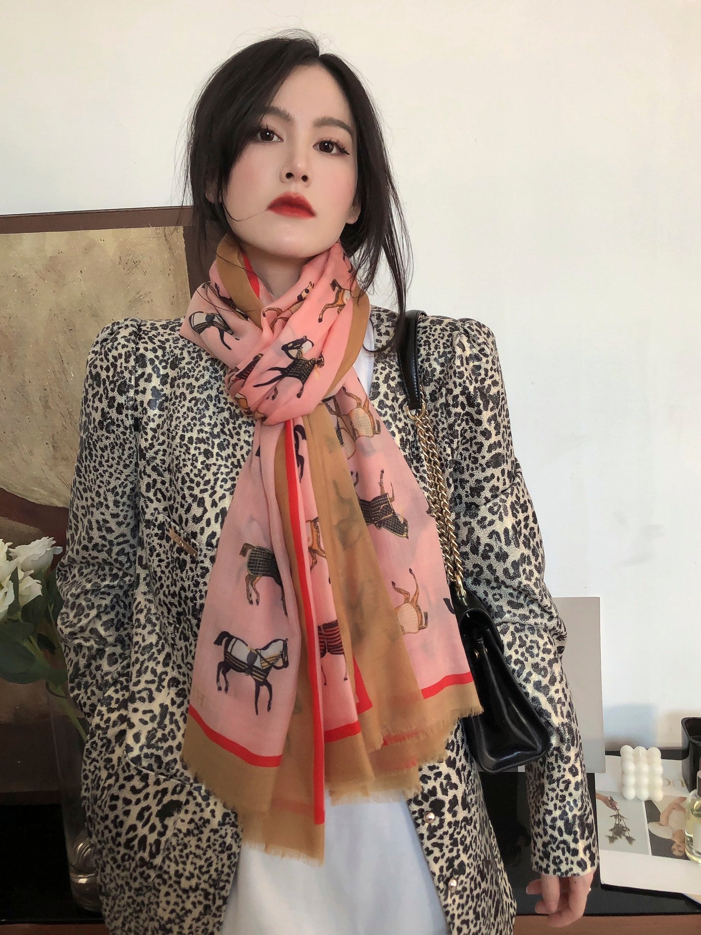 小愛款-頂級工藝羊絨長圍巾 100*200cm 粉色