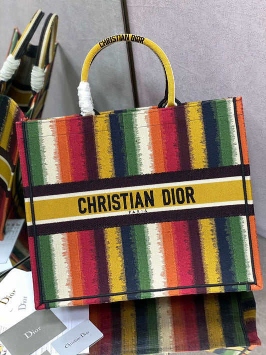 Dior Book Tote-大號41.5cm-彩色條紋