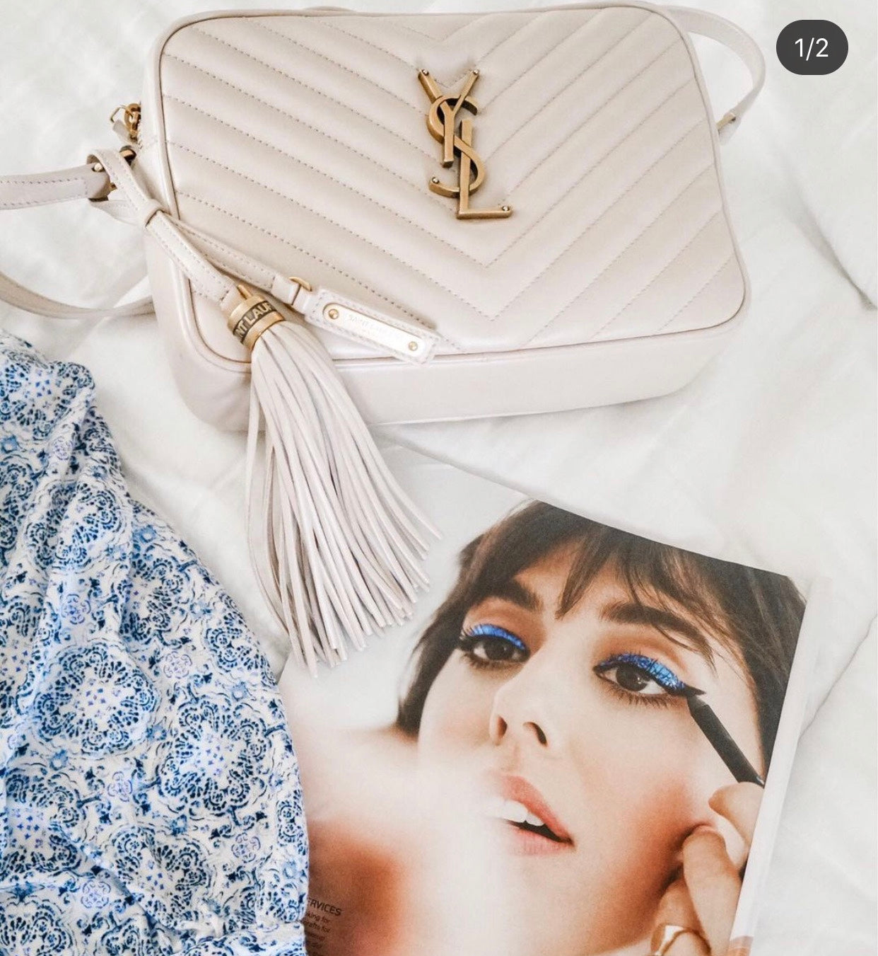 聖Y羅-Lou Bag 相機包-白色金扣
