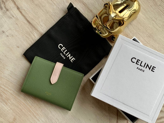 Celine 中夾-STRAP粒面小牛皮錢包
