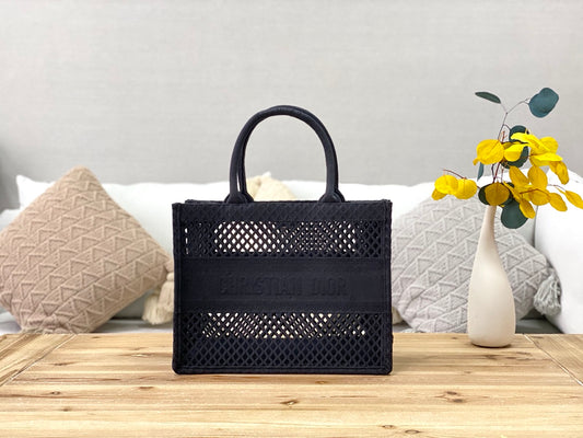 Dior Book Tote-小號36.5cm-黑色網格