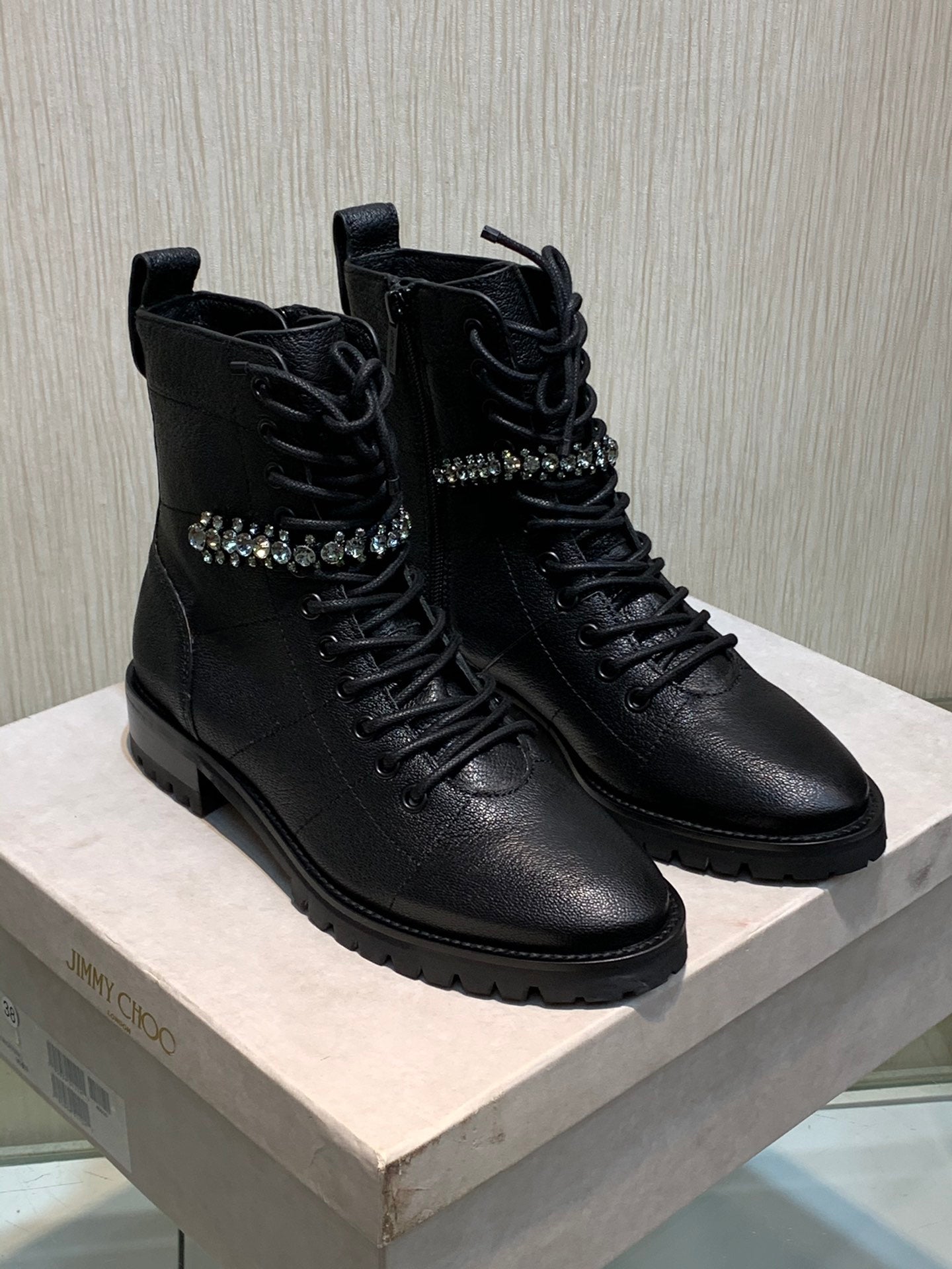 JC傑米-2022秋冬新款 施華洛奇水鑽女靴 2.5cm