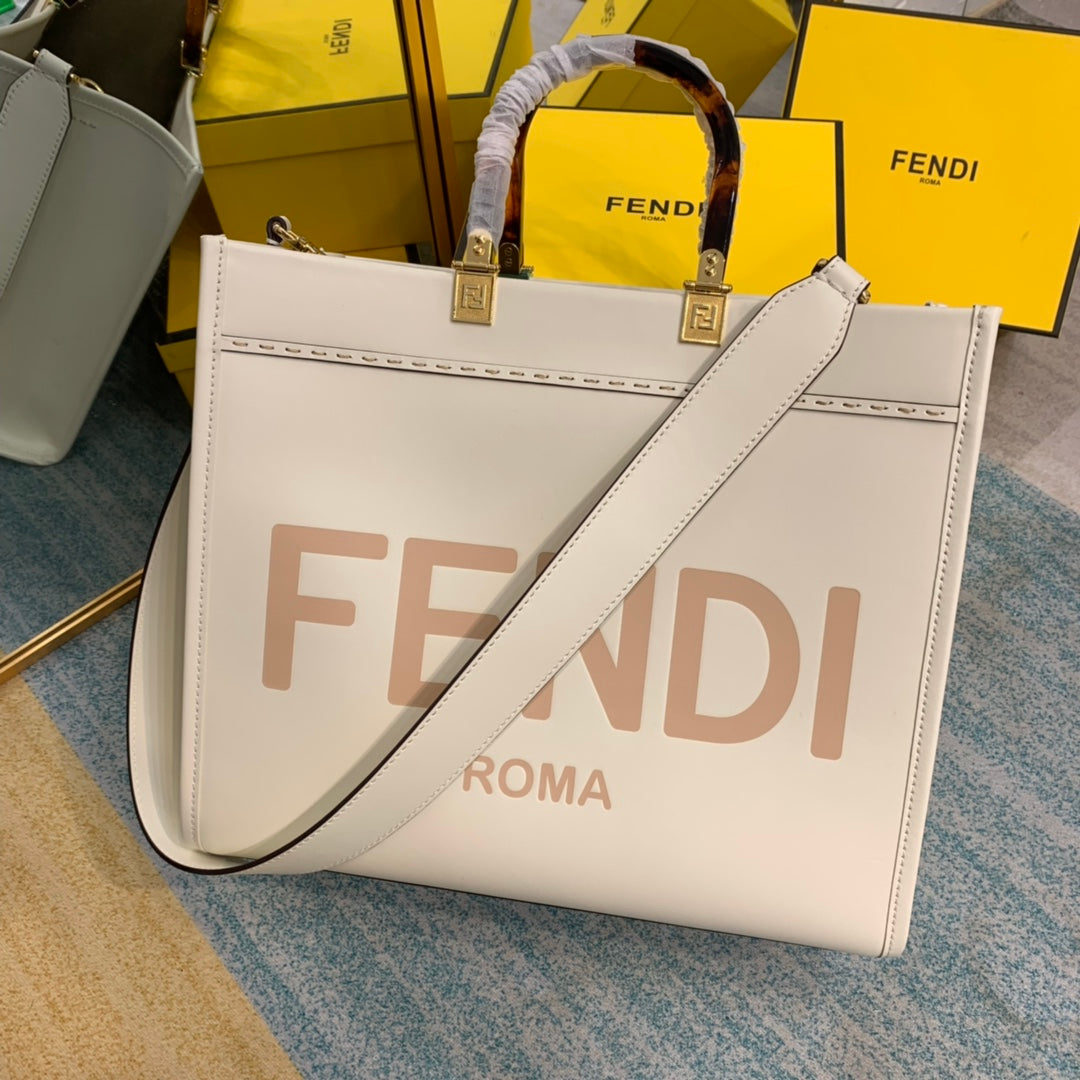 芬F家-Fendi Sunshine-中號粉色牛皮手提袋