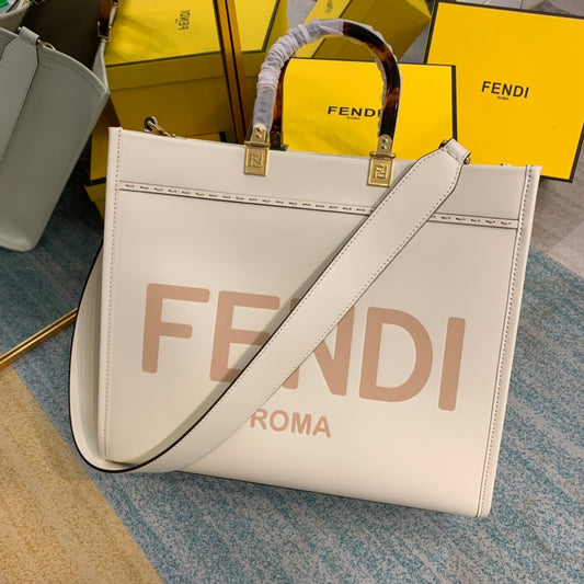芬F家-Fendi Sunshine-中號粉色牛皮手提袋