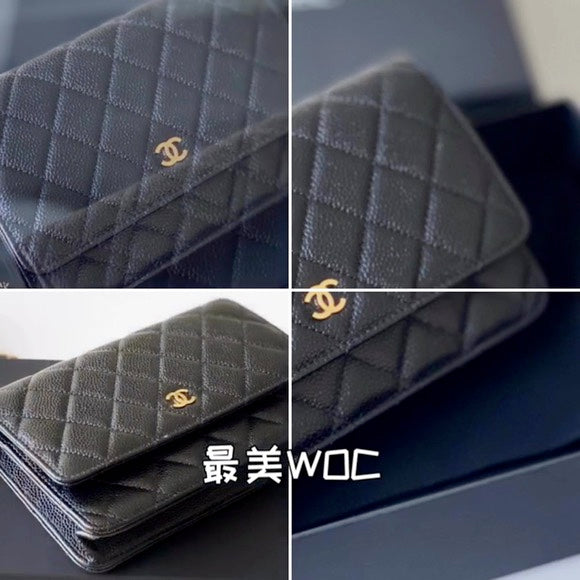 小香家-經典WOC-黑色荔枝皮金釦