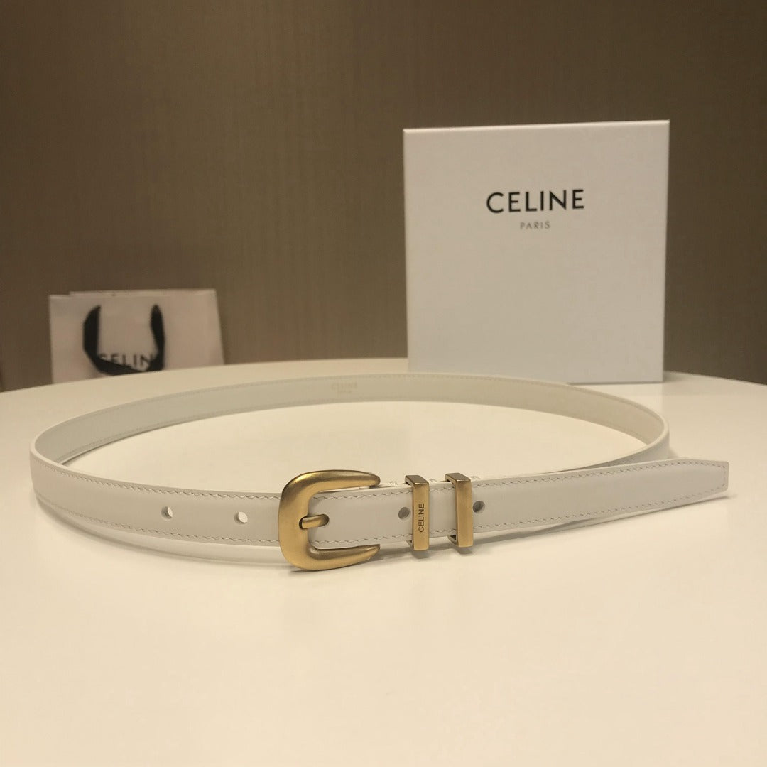 賽C家-白色金扣皮帶-1.8cm