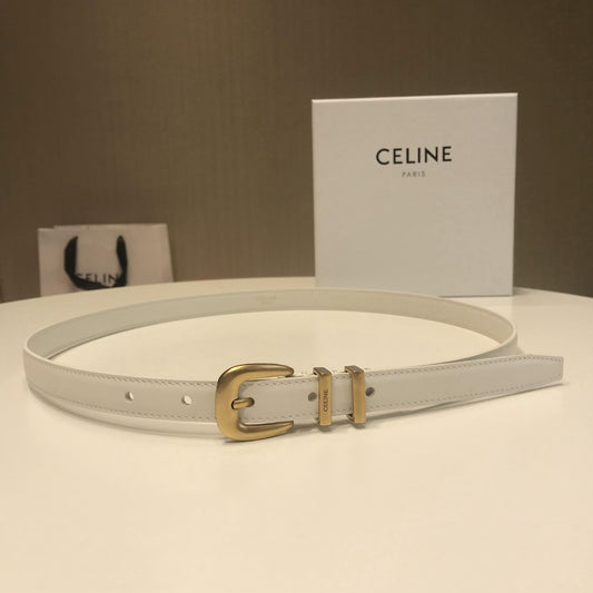 賽C家-白色金扣皮帶-1.8cm
