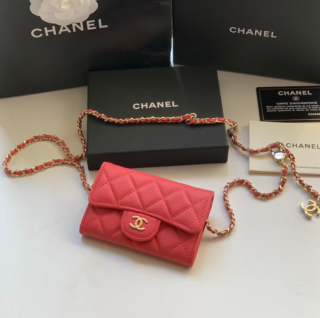 Chanel CF鏈條零錢卡包