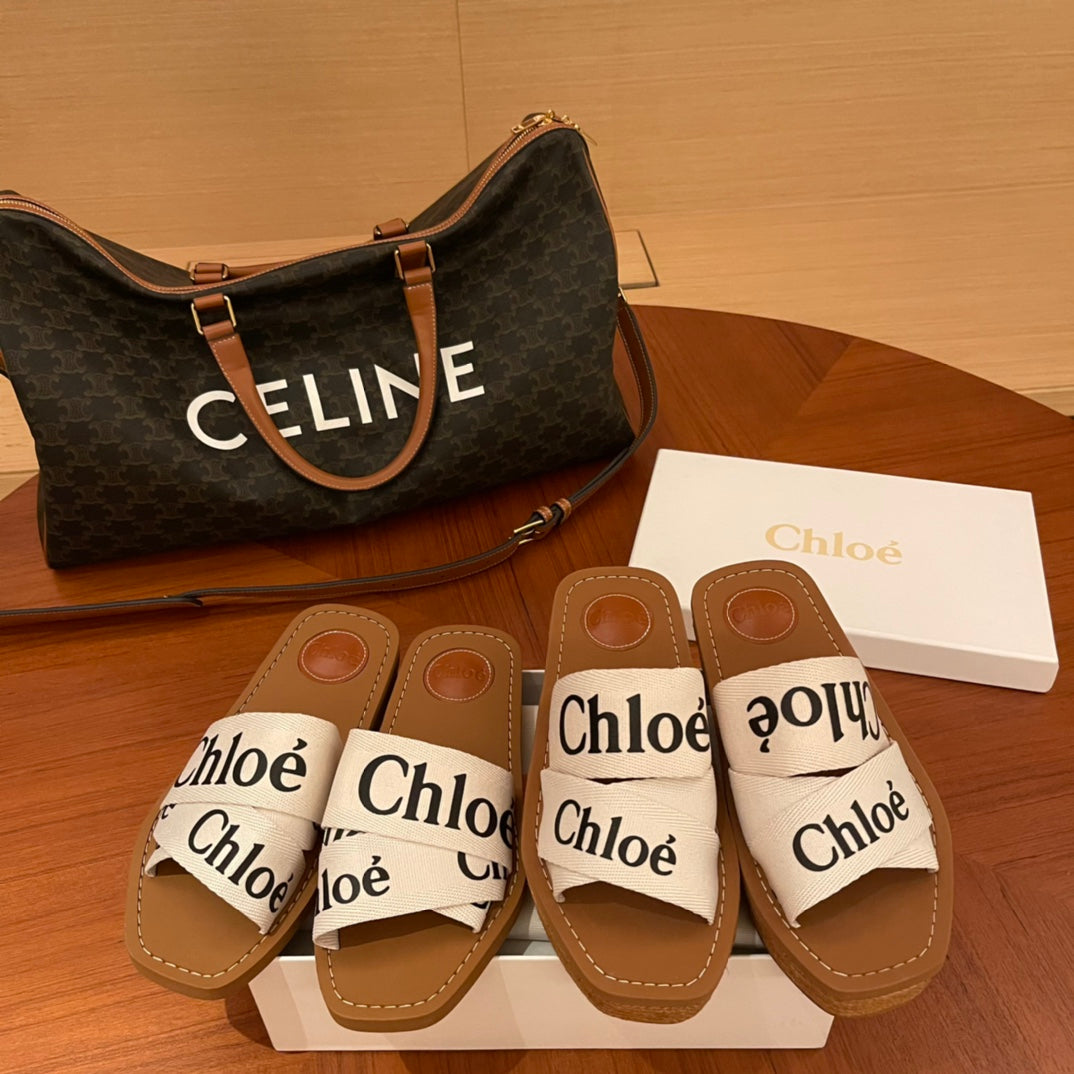 Chloe鞋-Chloe Woody Logo 厚底拖鞋