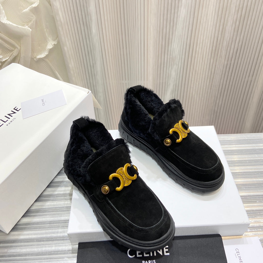 賽C家-2022早春新款 毛毛短靴 黑色