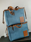 羅L威-Cushion tote 小牛皮 牛仔色