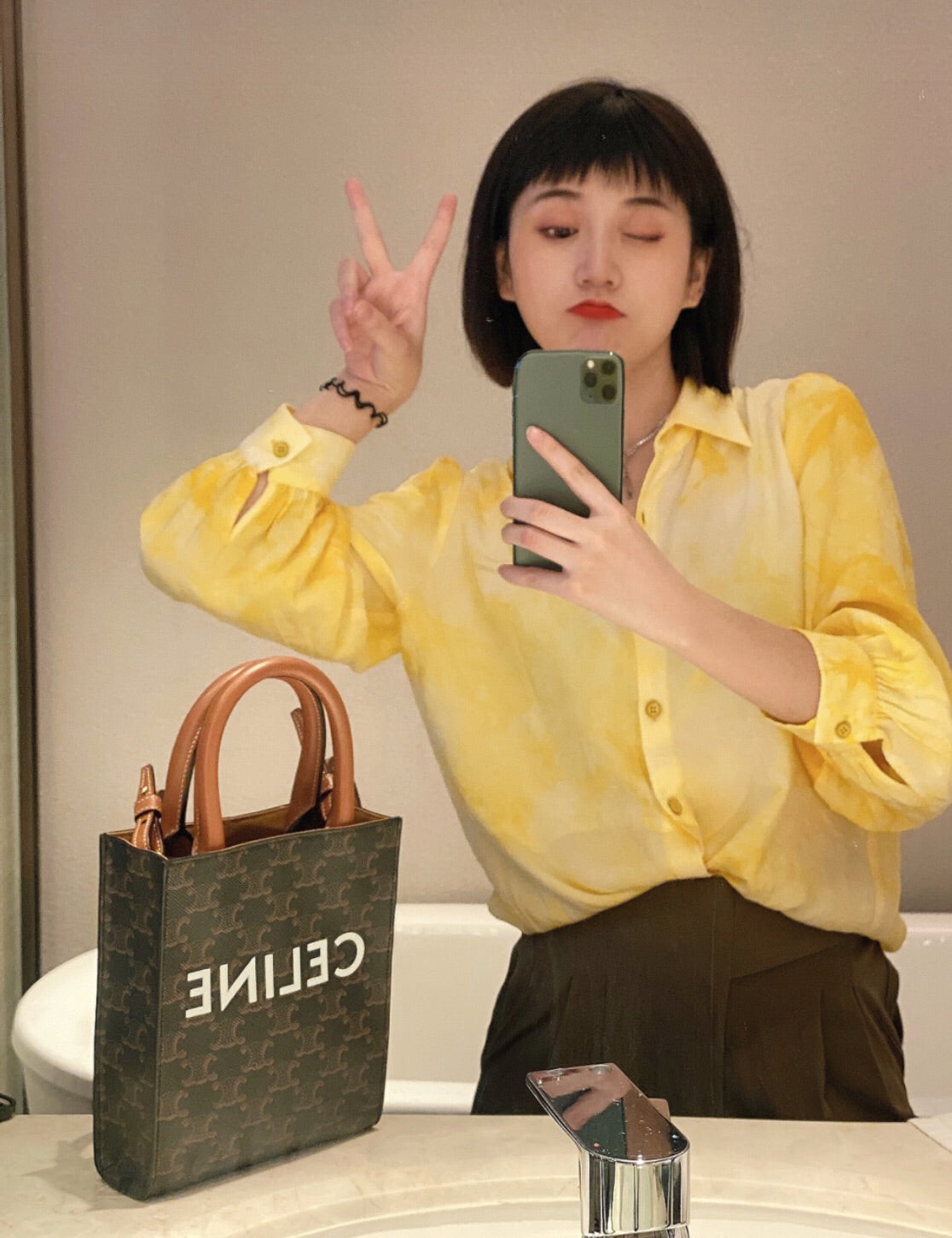 熱銷款 Celine Mini Cabas 棕色老花