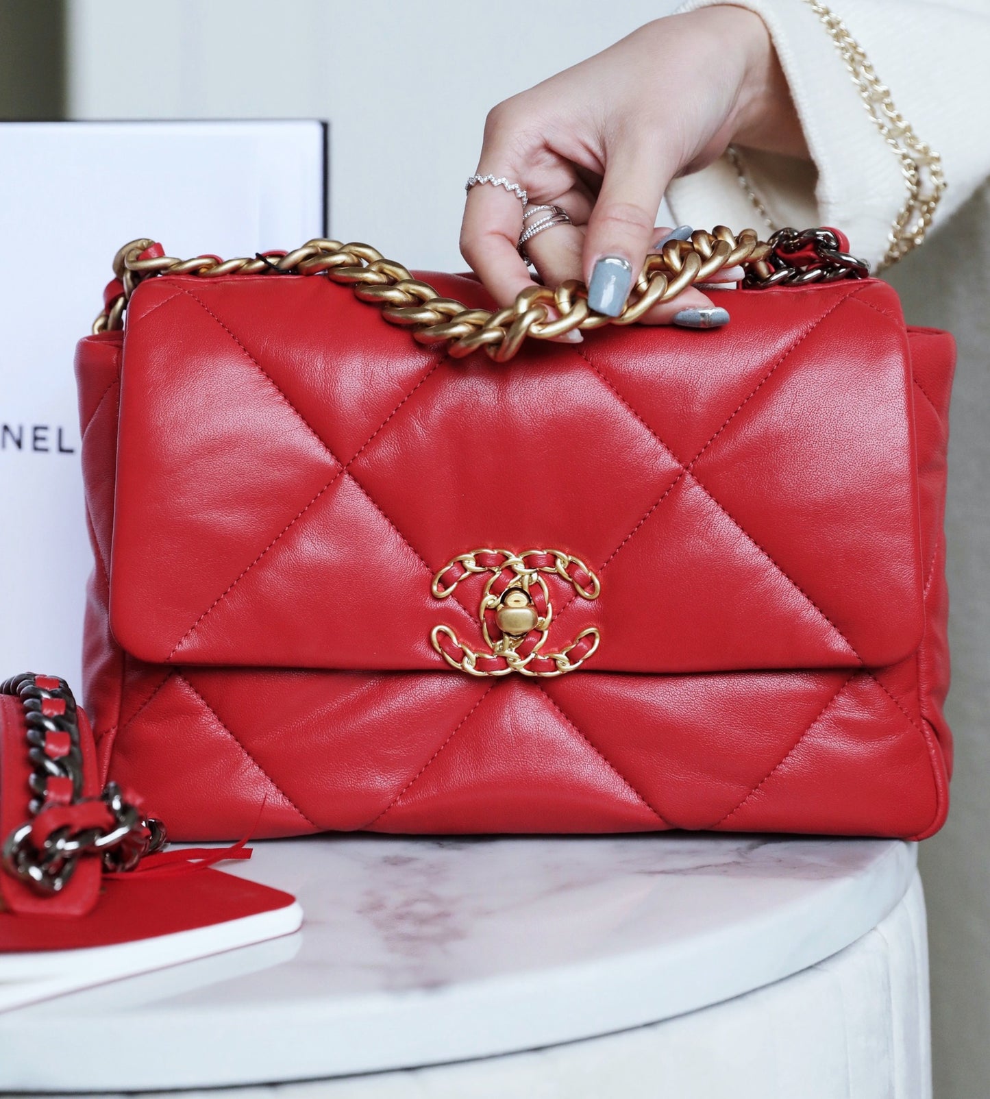 Chanel 19Bag-小號紅色
