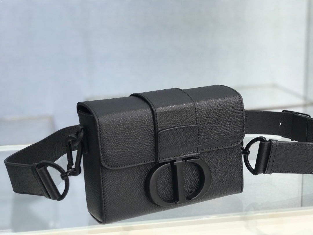 Dior 蒙田 Mini Box-磨砂扣-17.5cm-黑