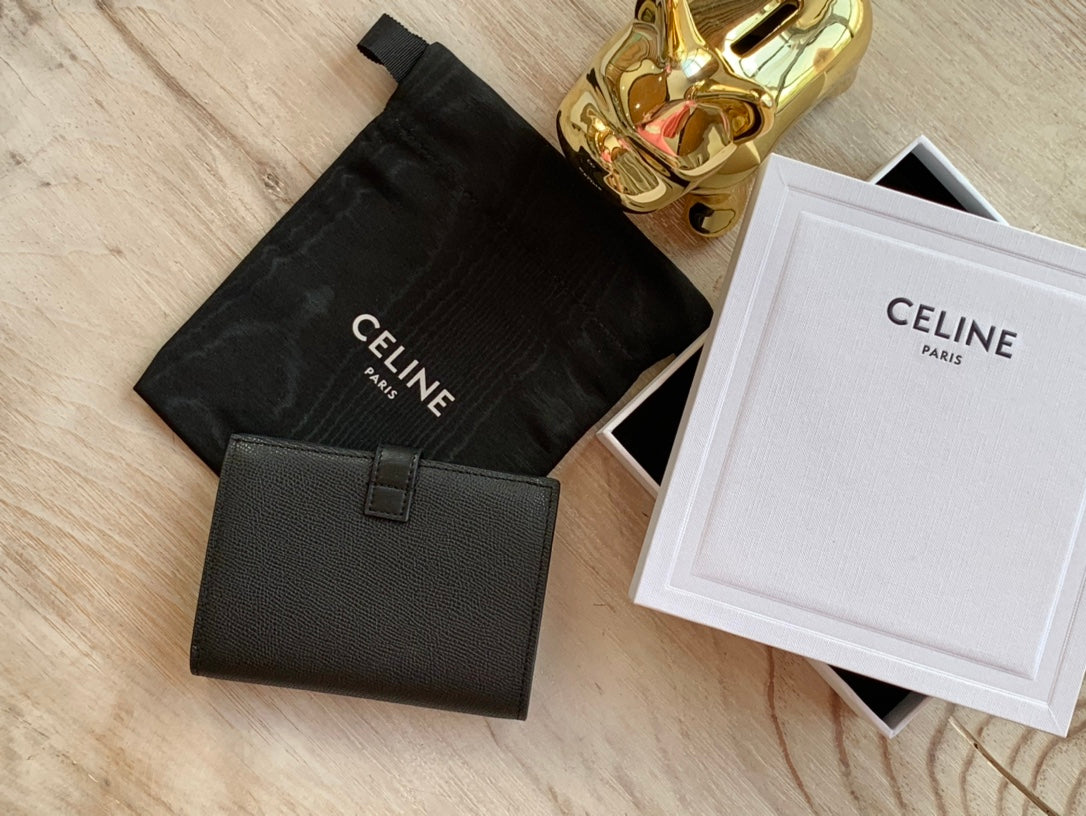 Celine 中夾-STRAP粒面小牛皮錢包