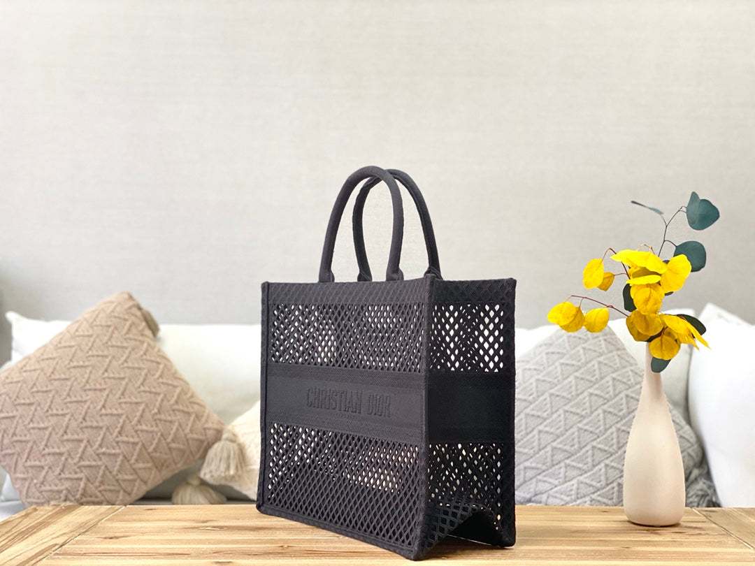 Dior Book Tote-大號41.5cm-黑色網格