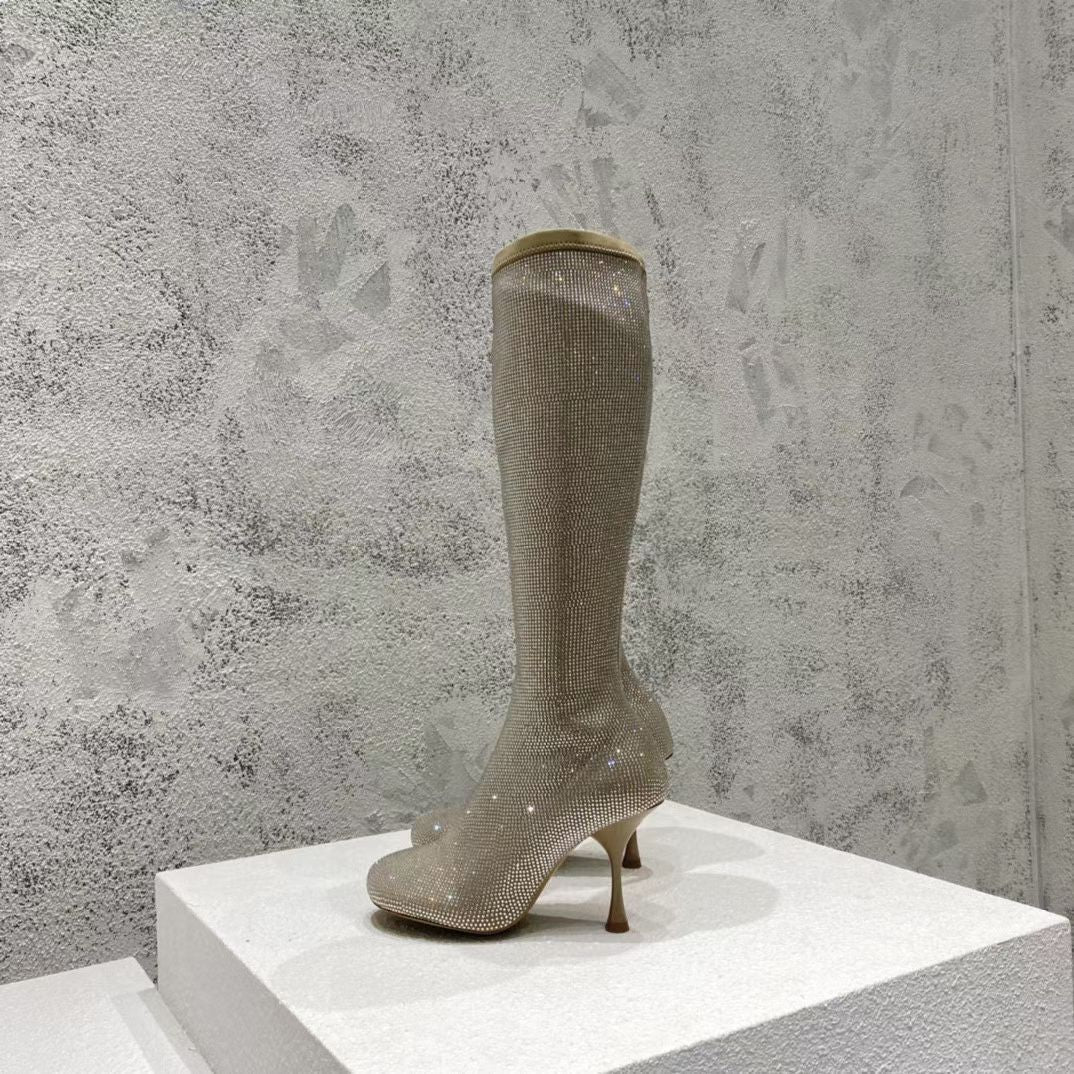 B編織-22S官網秋冬新品 高跟鑽靴-4色