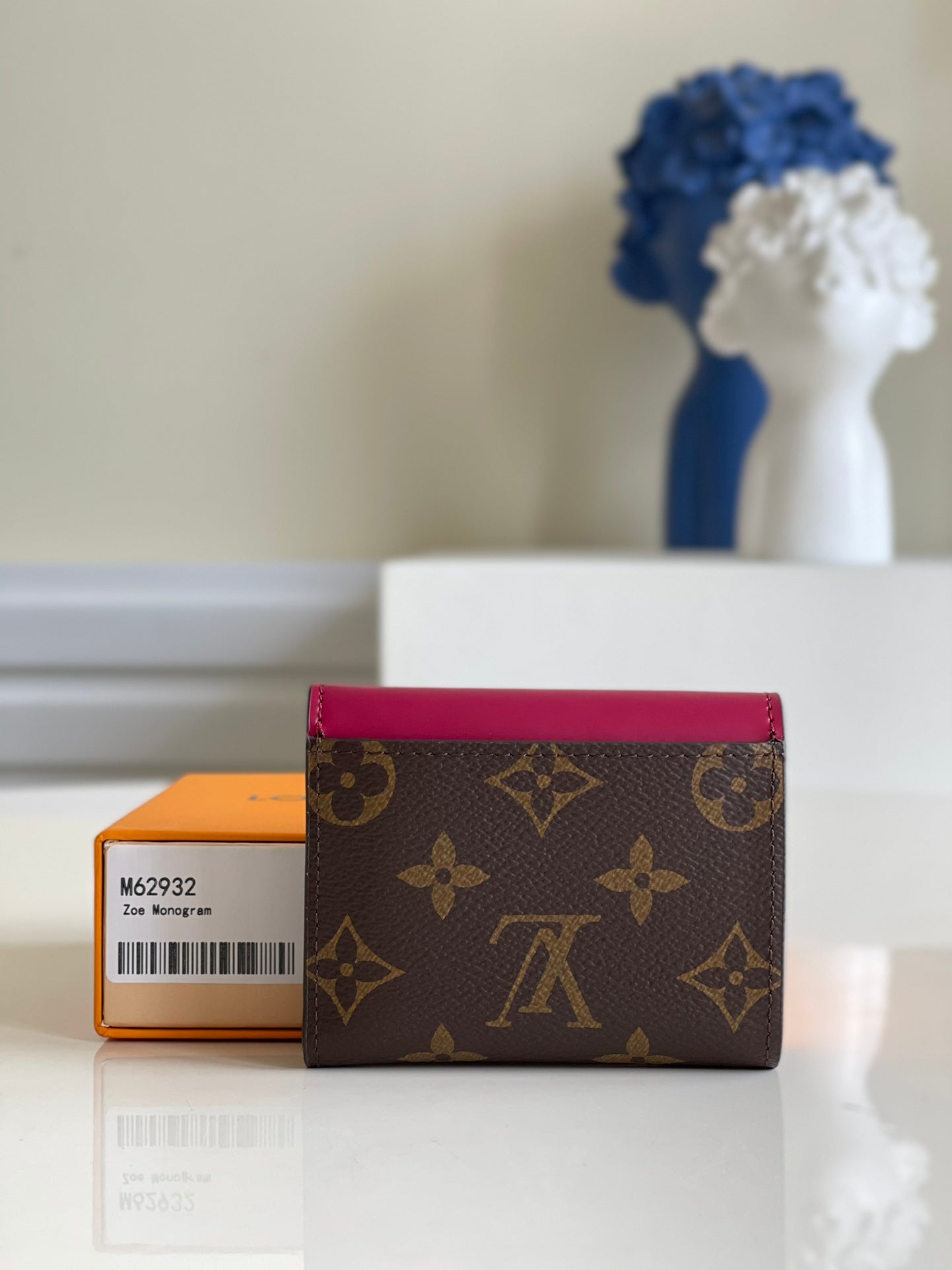 LV M62932 子紅色老花 Pallas 三折短夾