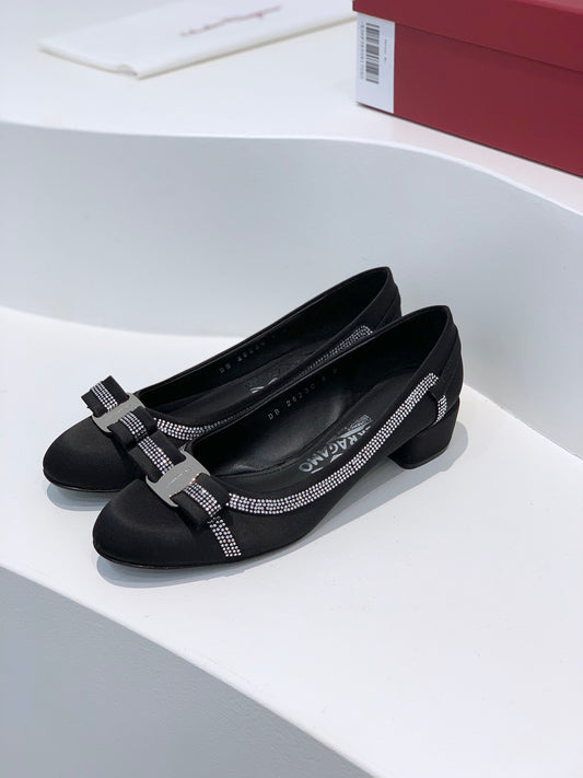 Salvatore Ferragamo鞋-菲拉格慕 VARA蝴蝶結 低粗跟鞋
