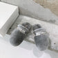 迪D家-2022秋冬新款 提花刺繡毛毛拖鞋 灰色