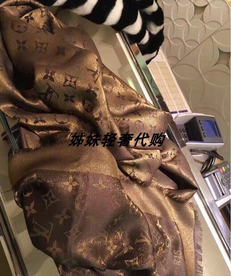 路L家-140cm真絲方巾-老花
