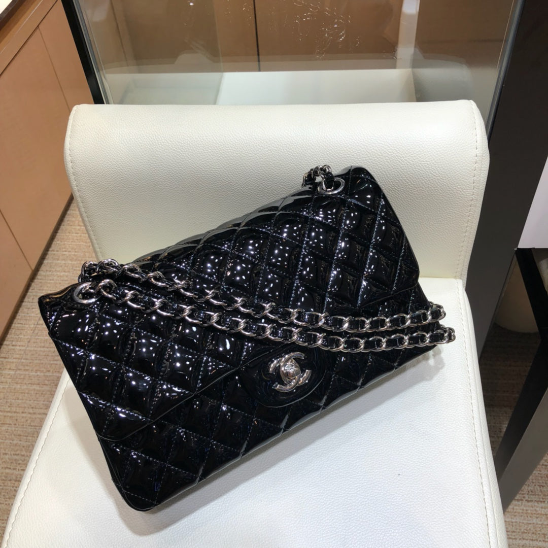 小香家-CF包 漆皮 銀鍊 25cm
