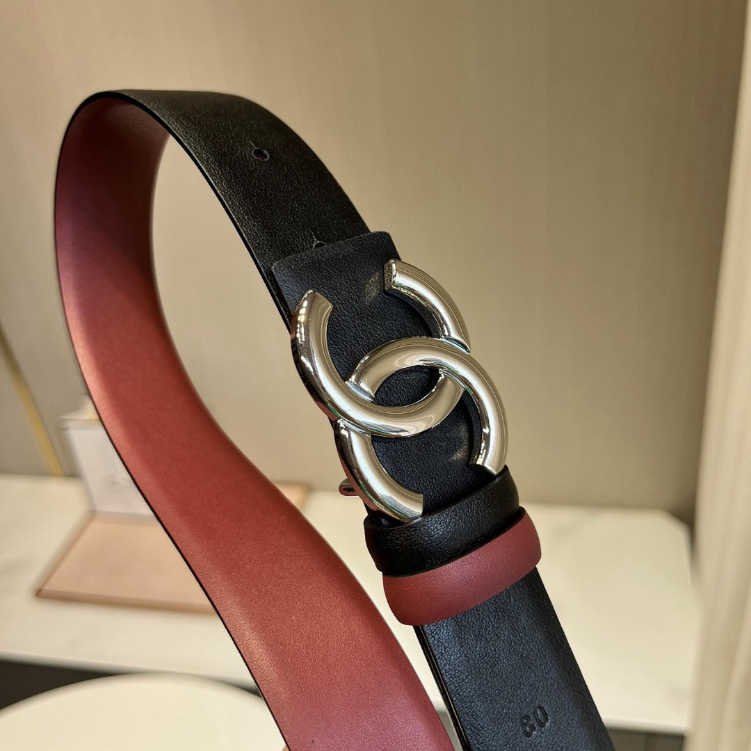 小香家-黑紅色雙面皮帶-3.0cm