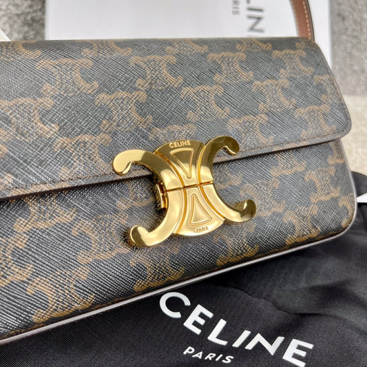 賽C家-TRIOMPHE 標誌印花牛皮革背包 腋下包