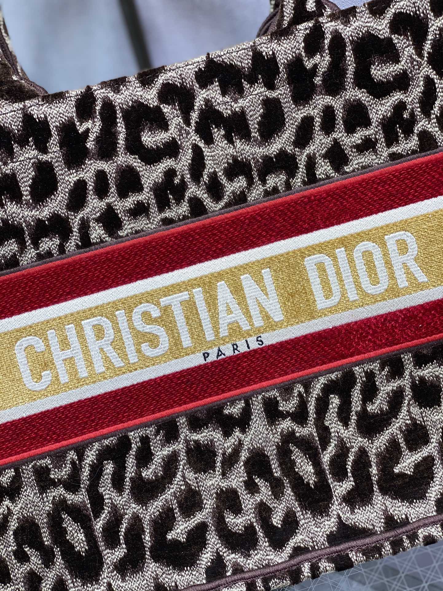 Dior Book Tote-小號36.5cm-絲絨豹紋