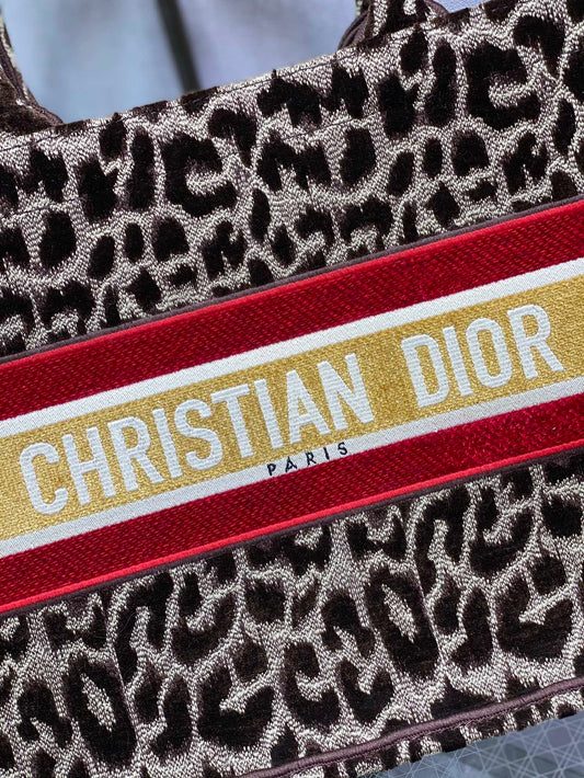 Dior Book Tote-小號36.5cm-絲絨豹紋