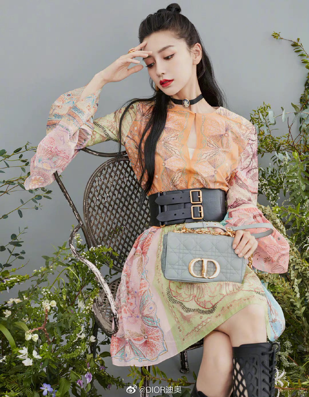 Dior Caro 小號20cm-馬卡龍藍