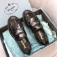 Prada鞋-Parda Loafers 亮皮三角銀字logo 厚底樂福鞋（黑色）