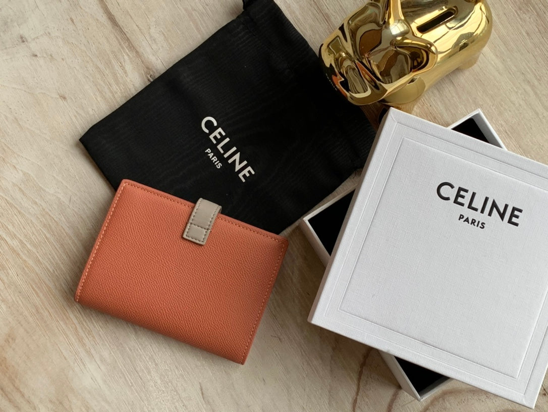 Celine 中夾-STRAP粒面小牛皮錢包