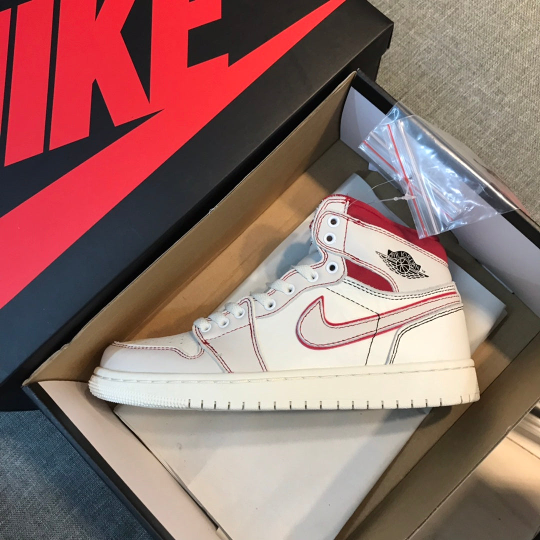 N1K- Air Jordan AJ1高筒板鞋 休閒鞋 白紅色