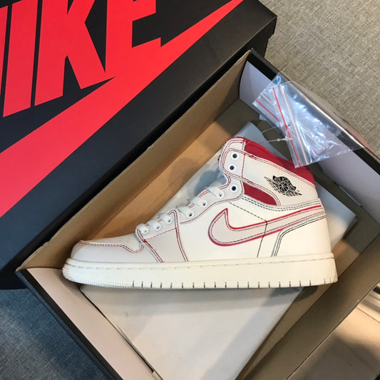N1K- Air Jordan AJ1高筒板鞋 休閒鞋 白紅色