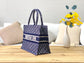 Dior Book Tote-小號36.5cm-深藍老花天鵝絨