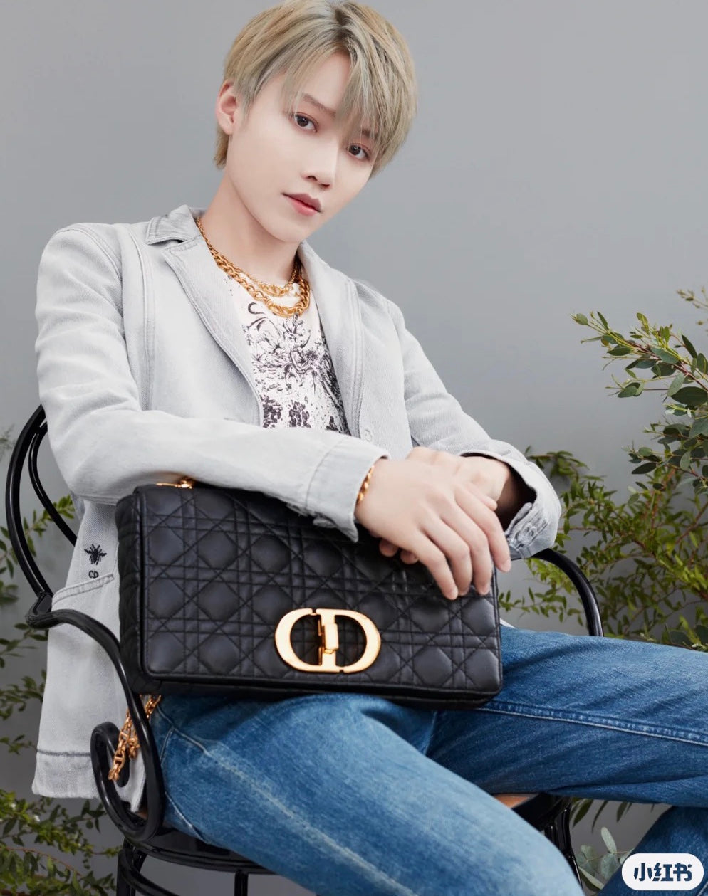 Dior Caro 大號28cm-黑色小牛皮