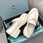 Prada鞋-Prada Loafers 亮皮三角銀字logo 厚底樂福鞋（白色）