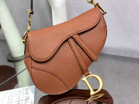 Dior Saddle 馬鞍包-手掌紋-大號焦糖棕色-25.5cm