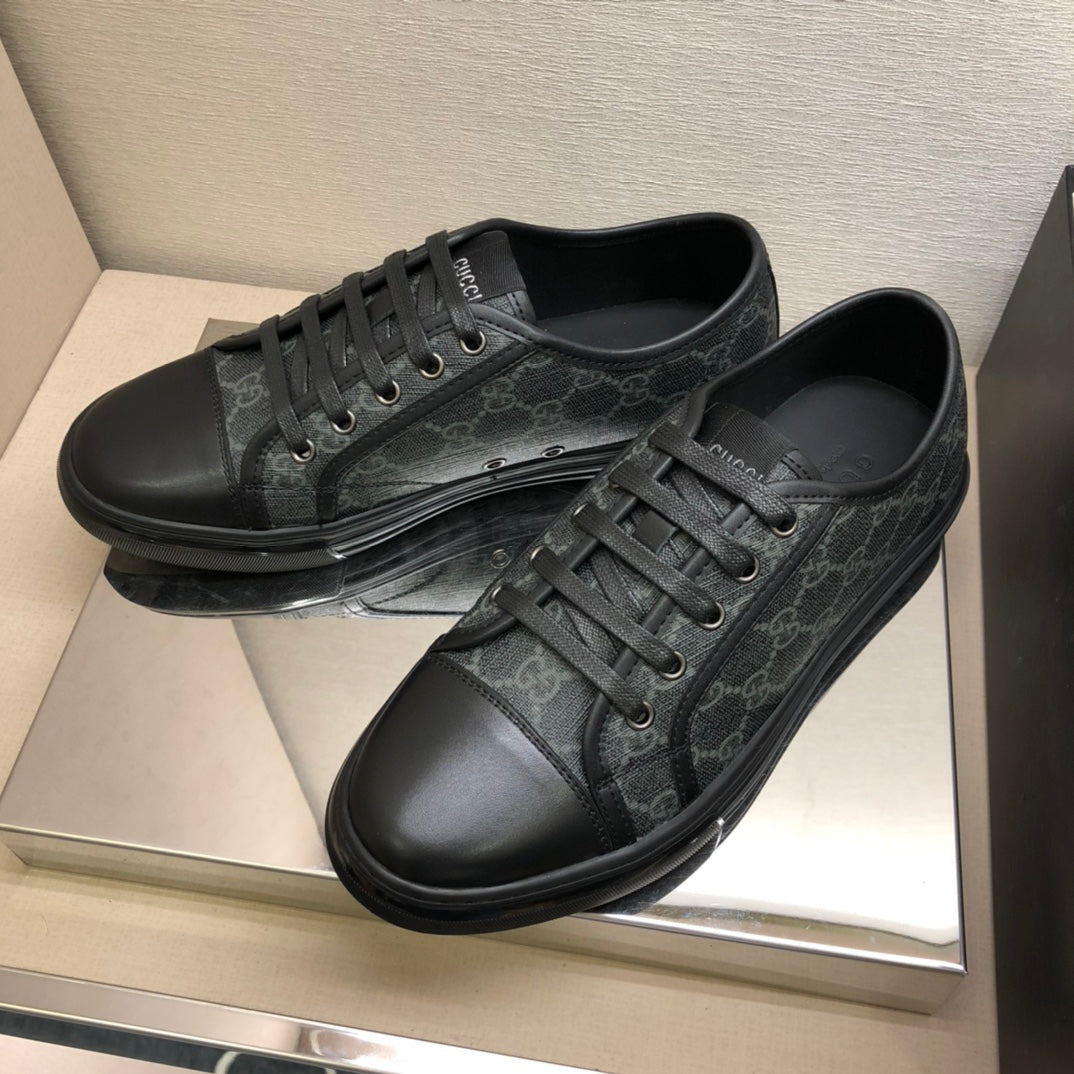 Guc-平底休閒鞋 經典款 老花紋黑色