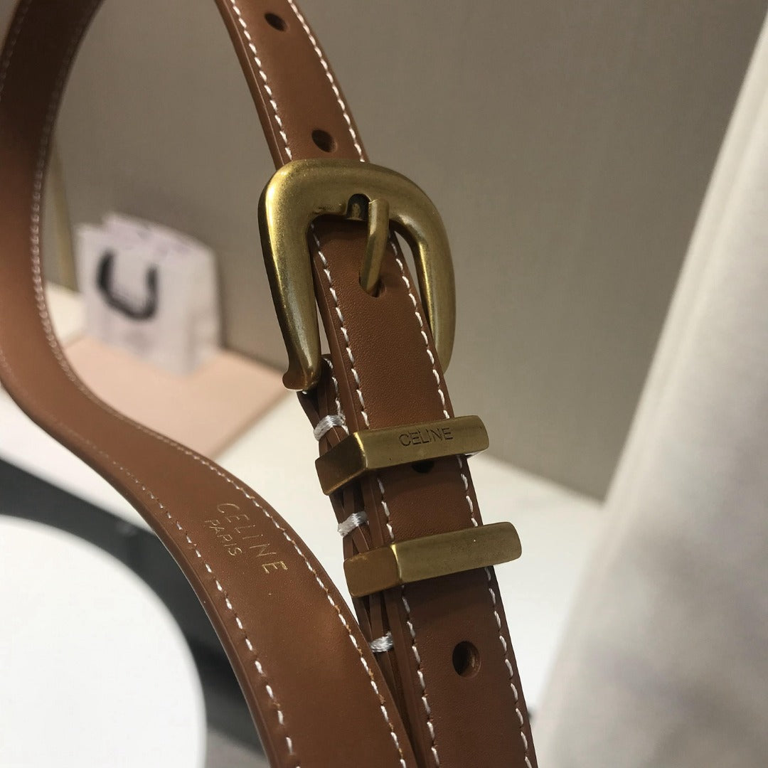 賽C家-咖色金扣皮帶-1.8cm
