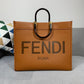 芬F家-Fendi Sunshine-中號焦糖色牛皮手提袋